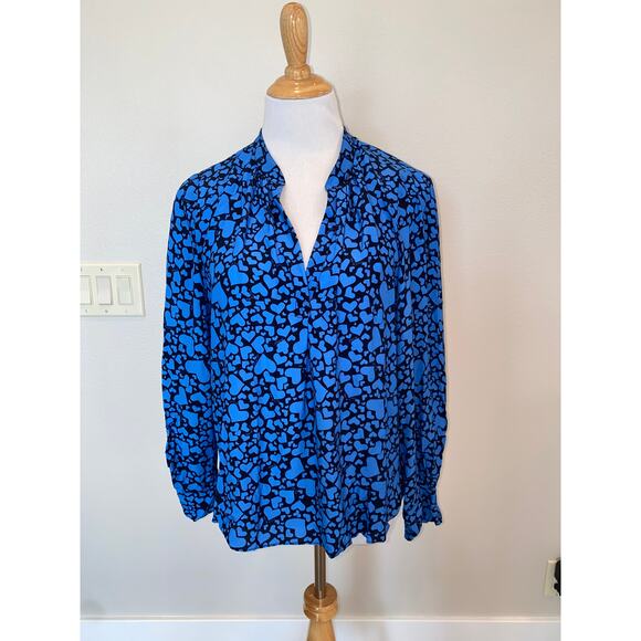 Zadig & Voltaire Tink Heart Print Long Sleeve Popover Blouse XS - Picture 1 of 5